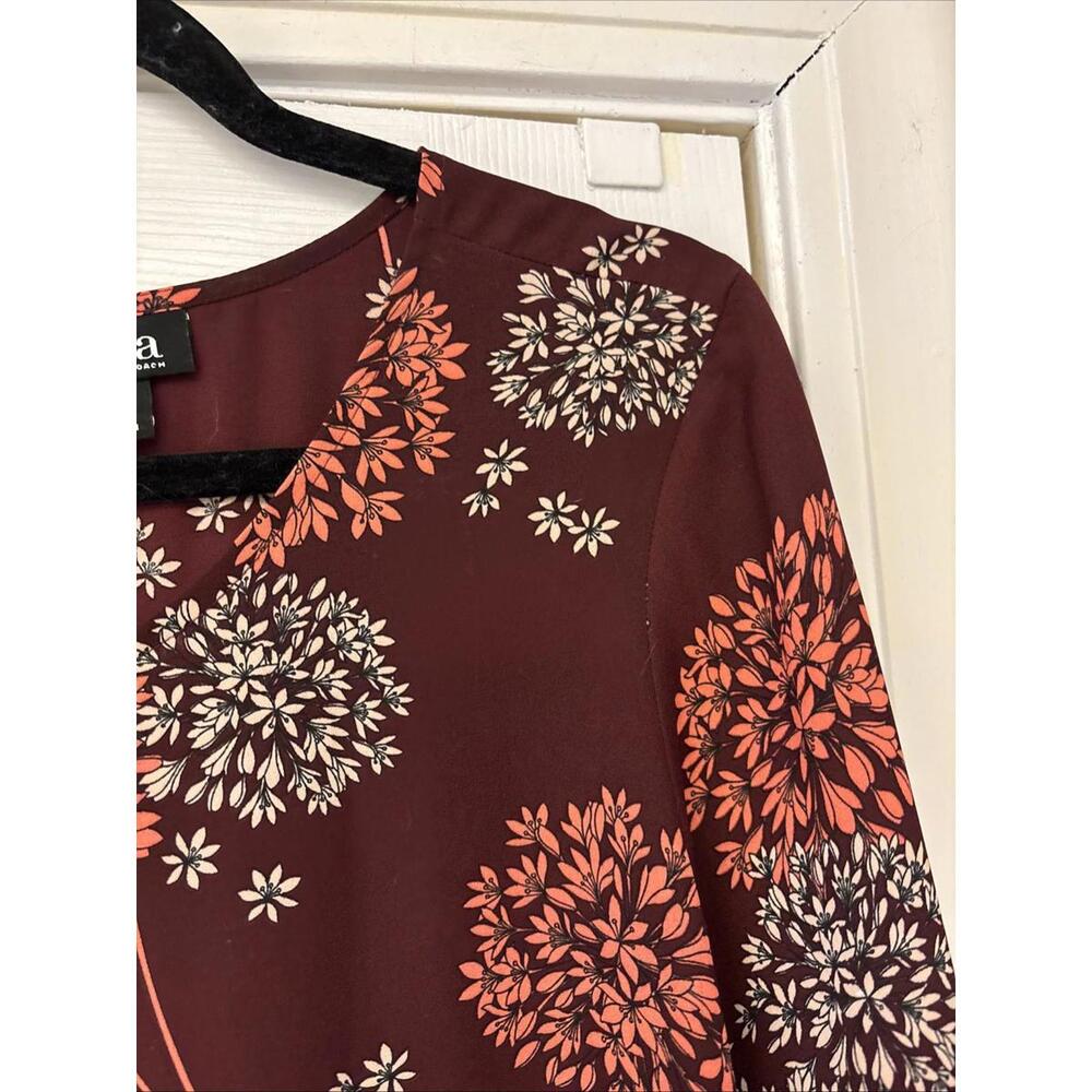 A.N.A. Burgundy Sheer Ruffled Top Blouse Long Bell Sleeves Sz XL. Work. Office - Picture 6 of 9